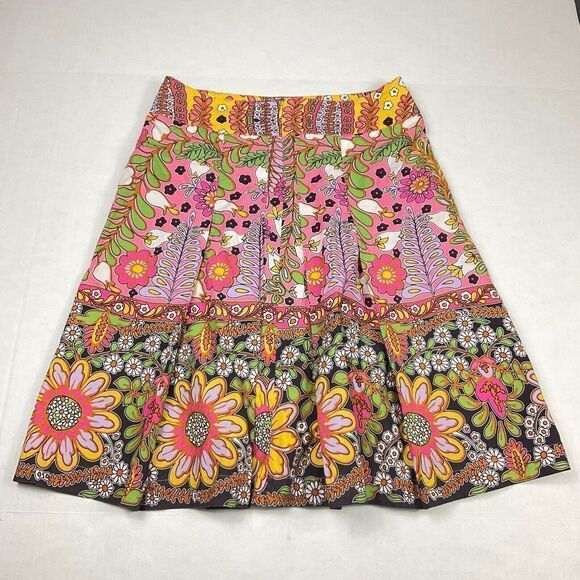 CAbi Womens Cotton A-Line Pleated Skirt Colorful Paisley Print Back Zip Size 2 - Picture 6 of 11